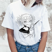 Load image into Gallery viewer, Ahegao Cartoon T Shirt Women Harajuku Academia Anime T-shirt Funny Hentai Himiko Toga Print Tshirt Top Tees Female Clothes