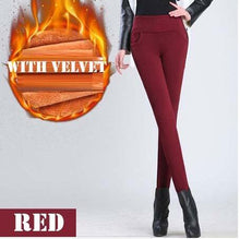 Load image into Gallery viewer, WKOUD S-4XL Lady Casual Leggings Winter Warm Velvet Thicken Leggings High Waist Pants Women Snow Hot leggings Bootcuts P8668