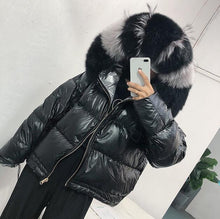 Load image into Gallery viewer, Real Fur Coat Natural Fox Fur Collar 2019 Winter Jacket Women Loose Short Down Coat White Duck Down Jacket Thick Warm Down Parka